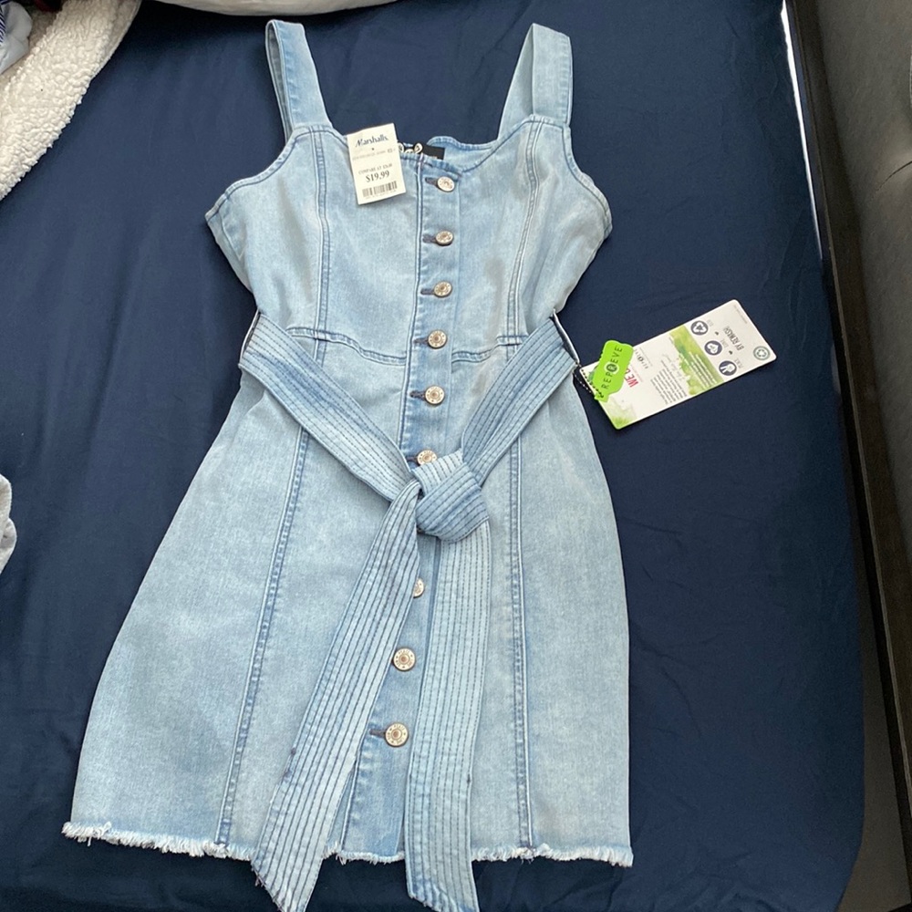 Denim Strap blue Jean dress, Young girls, size medium